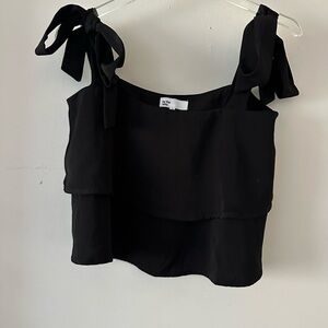 by the way. Elegant Black Bow Strap Crop Top